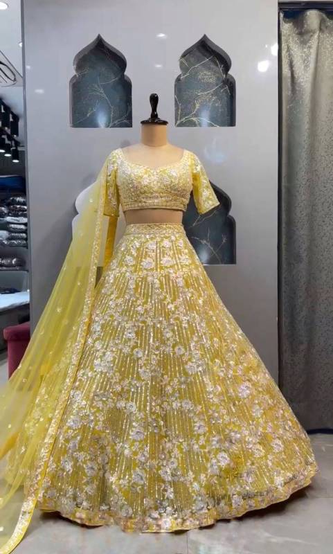 Soft Butterfly Net Sequins Embroidered Work Lehenga Choli set
