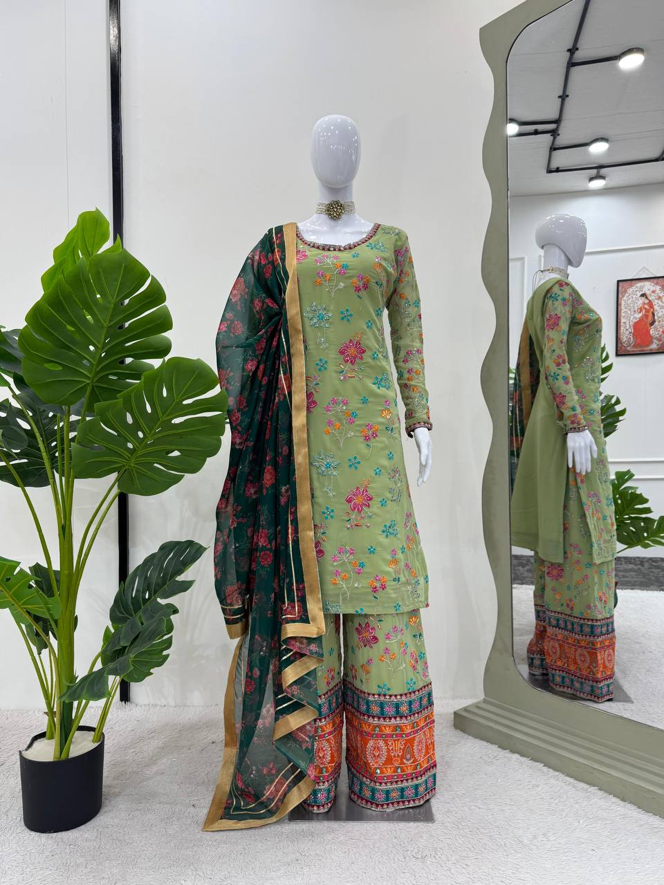 Tabhi Orgenza Palazzo Set, featuring a beautifully crafted top, palazzo, and dupatta
