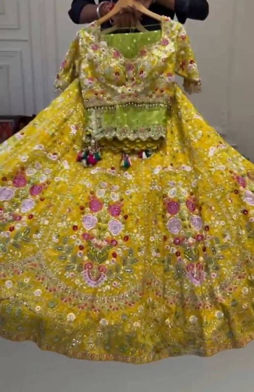 Faux Georgette Bridal Lehenga, adorned with exquisite sequin embroidery