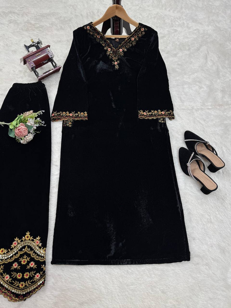 Luxurious viscose velvet Top With Pent