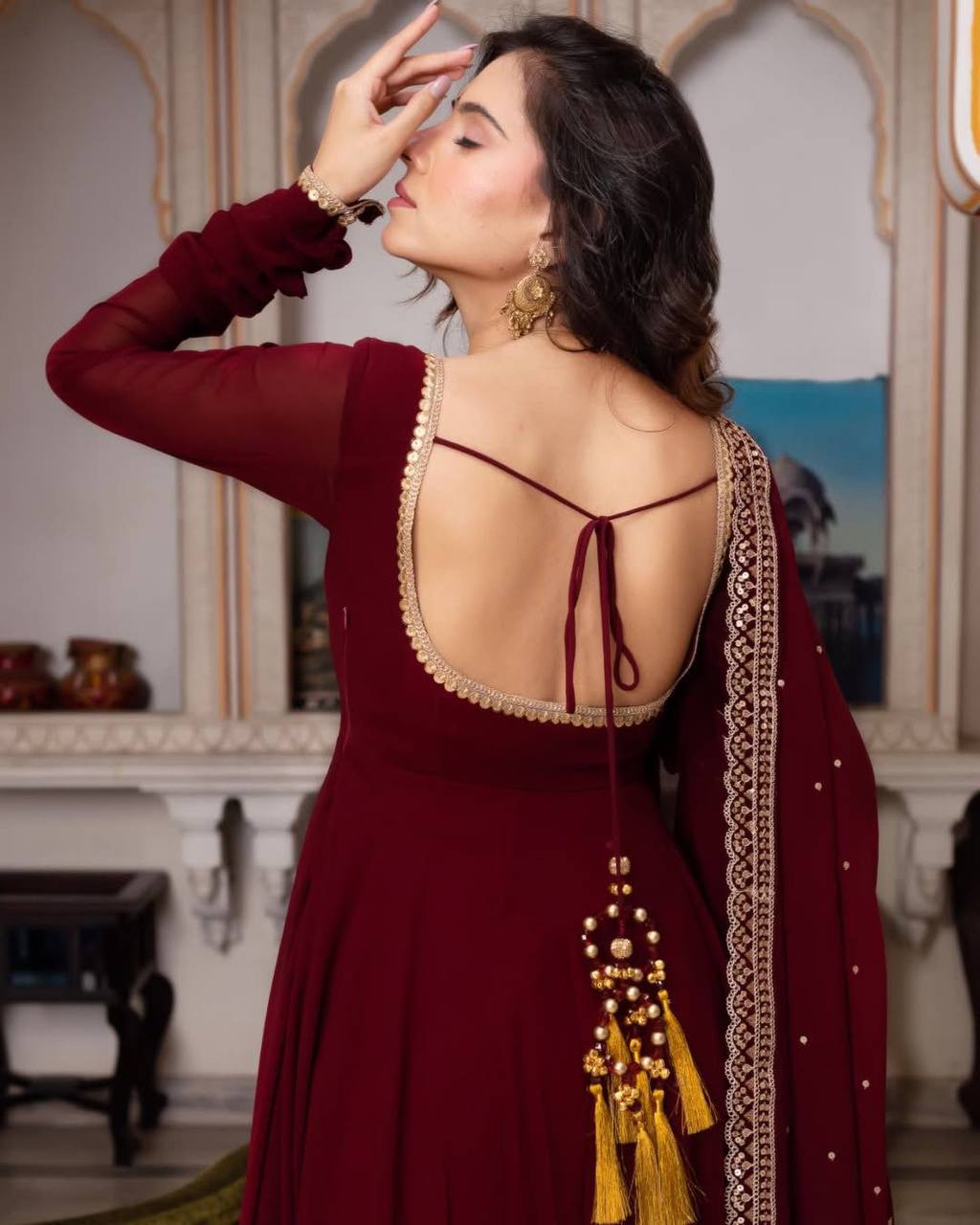  faux georgette top pent and dupatta set