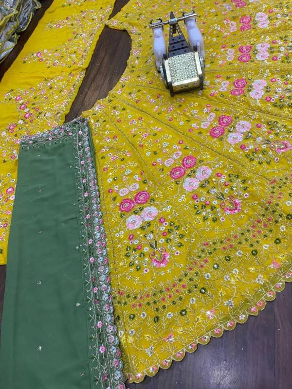 Faux Georgette Bridal Lehenga, adorned with exquisite sequin embroidery