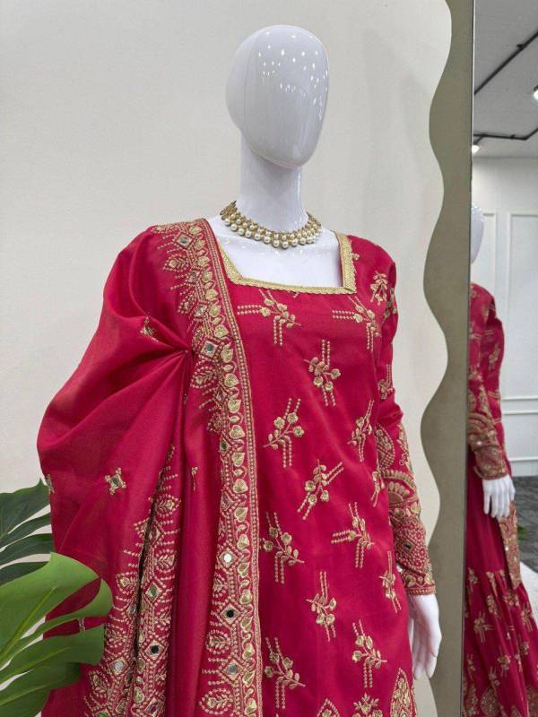 SIMMER SILK SHARRARA TOP DUPATTA SET
