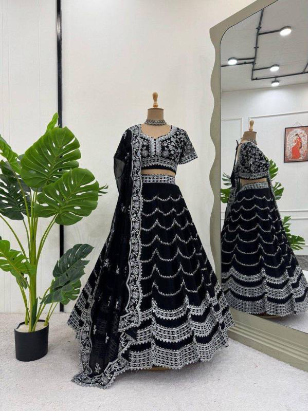  Faux Georgette Lehenga features exquisite sequin embroidery